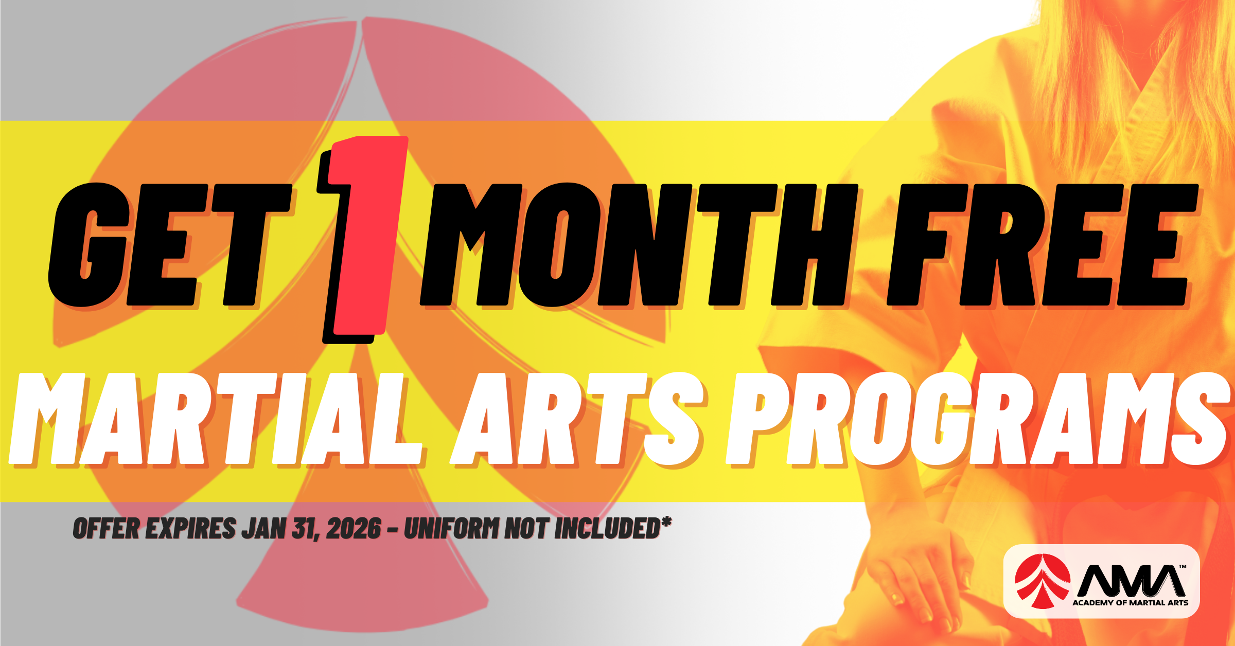 karate class in action with promotion overlay